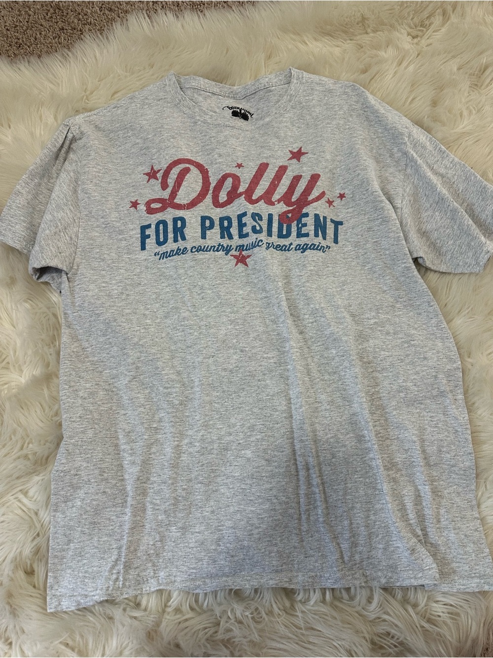 Grey 'Dolly For President' Short Sleeve Graphic Tee